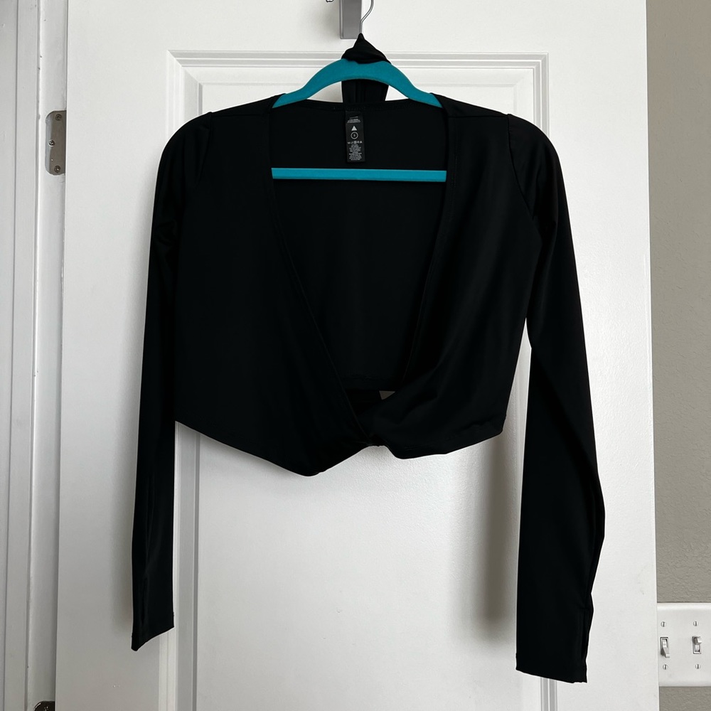 Silky Vitality Black Ballerina Wrap Top size Small